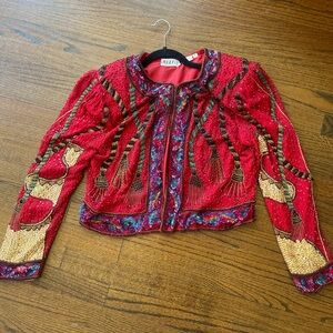 Sequin Embellished Red Jacket by